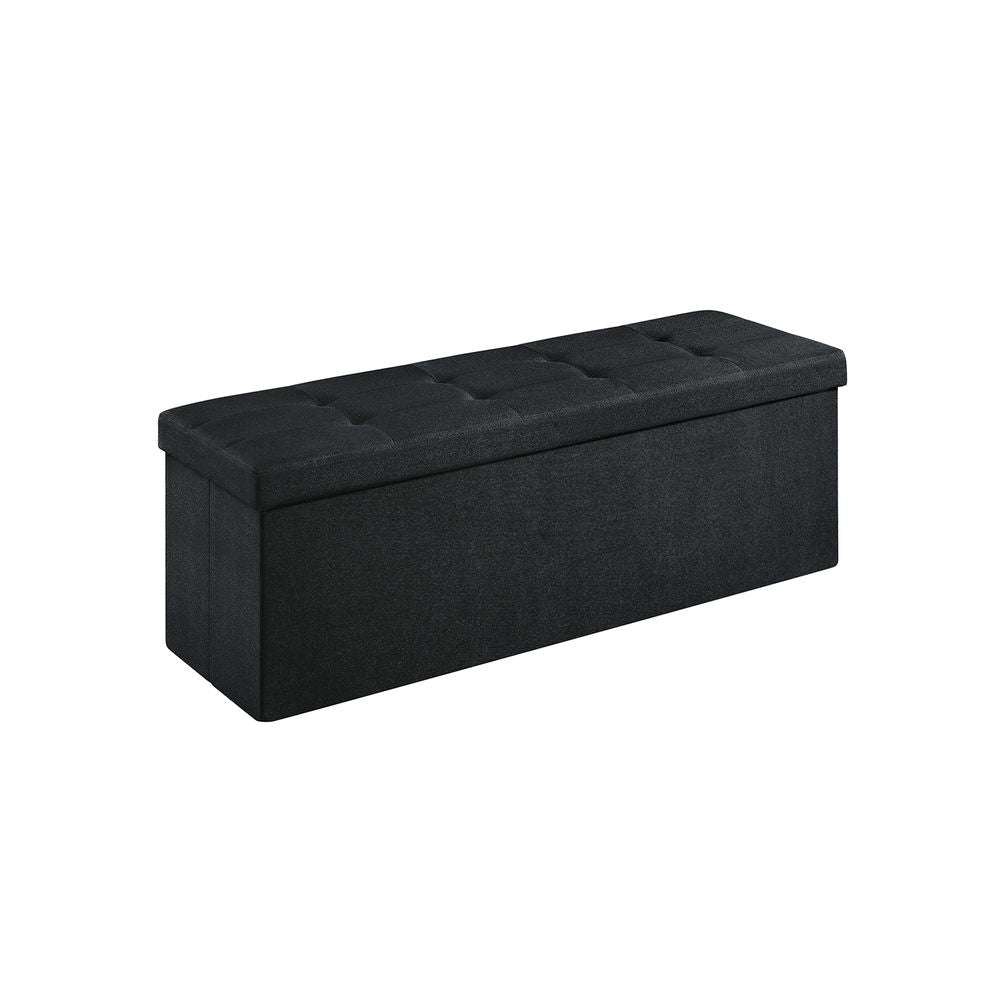 Folding Storage Ottoman Bench – Linen Fabric – 43 Inch Seating Box