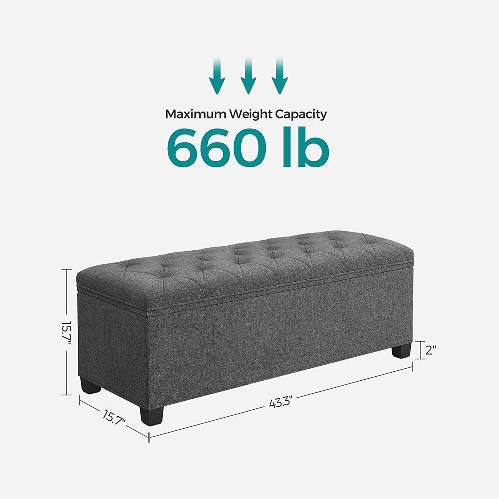 Storage Ottoman Bench With Legs - 660 lb Load - Large Capacity