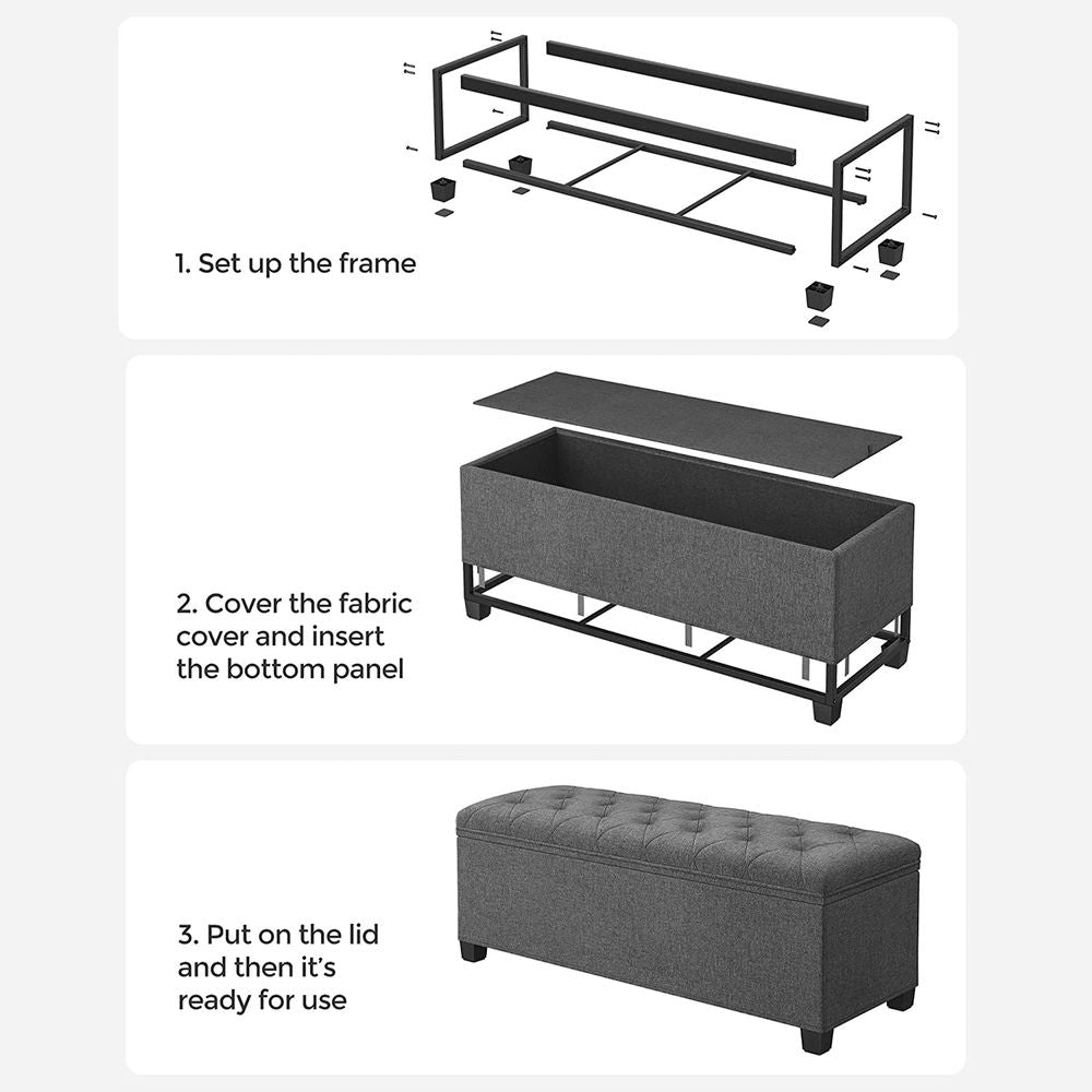 Storage Ottoman Bench With Legs - 660 lb Load - Large Capacity