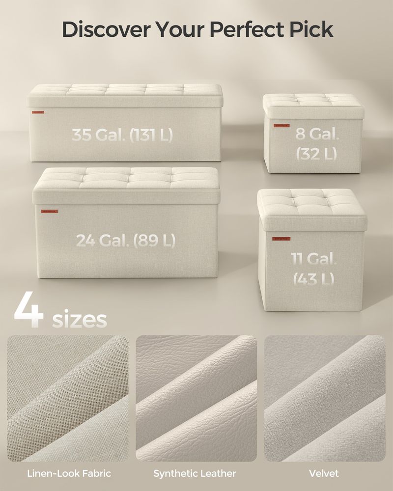 Storage Ottoman Bench - 30 Inch Folding - Multi Use