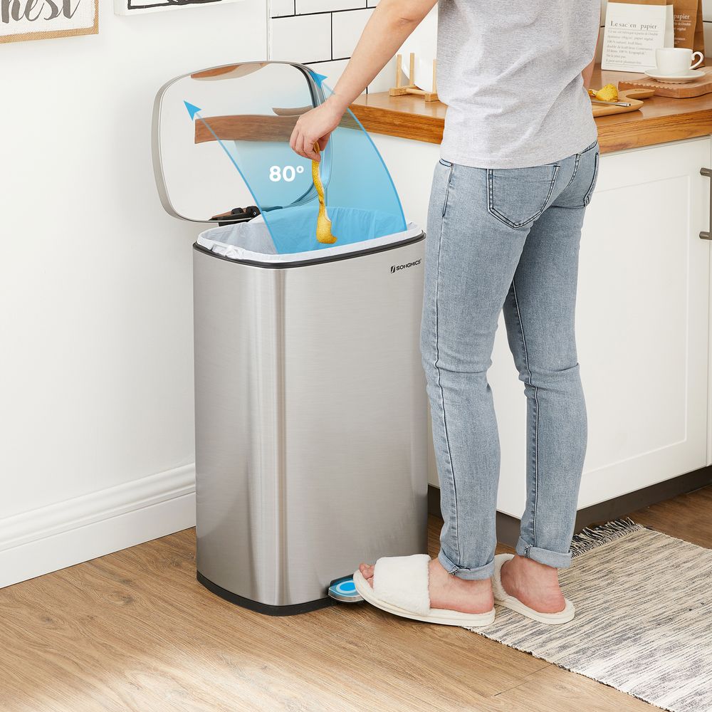 3 Gallon Step Trash Can – Soft Close Lid – Stainless Steel Kitchen Bin