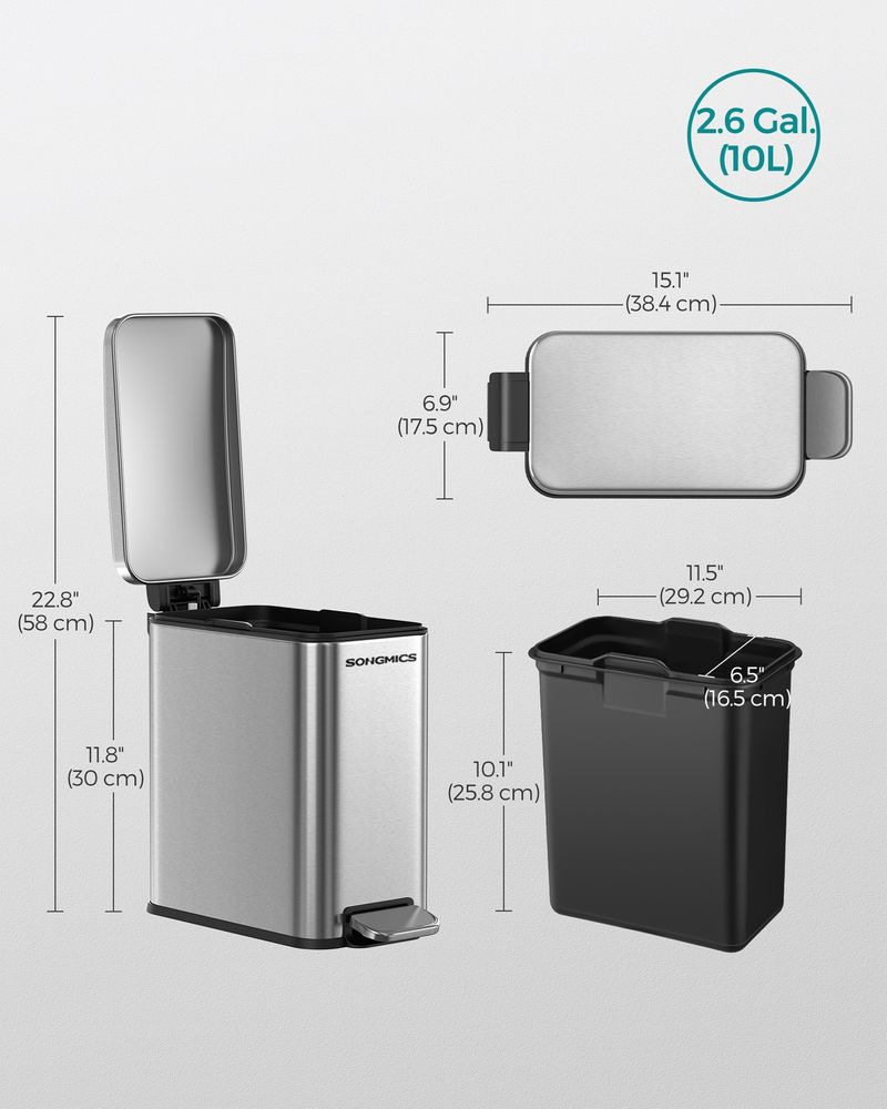 Small Trash Bin With Lid – Step Pedal – Slim Bathroom Design
