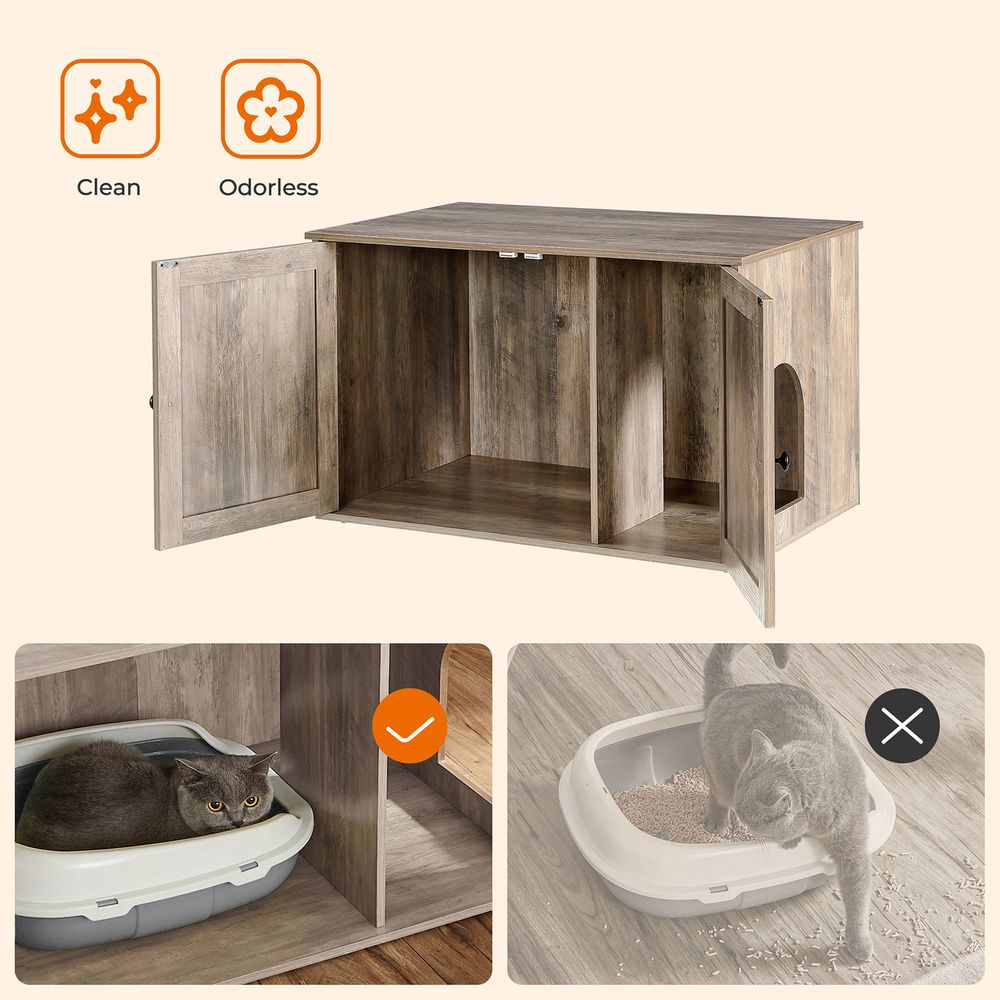 Cat Litter Box Enclosure – Removable Divider – Furniture Cabinet