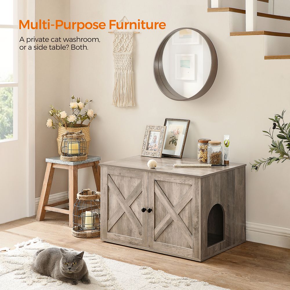 Cat Litter Box Enclosure – Removable Divider – Furniture Cabinet