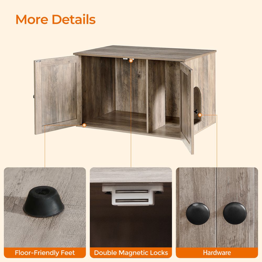Cat Litter Box Enclosure – Removable Divider – Furniture Cabinet