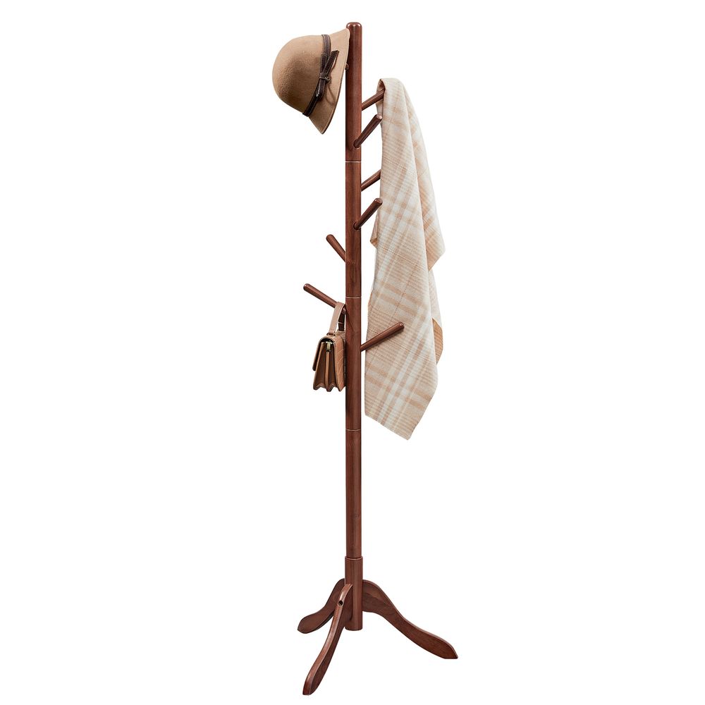 Solid Wood Coat Rack - Freestanding - 8 Hook Design