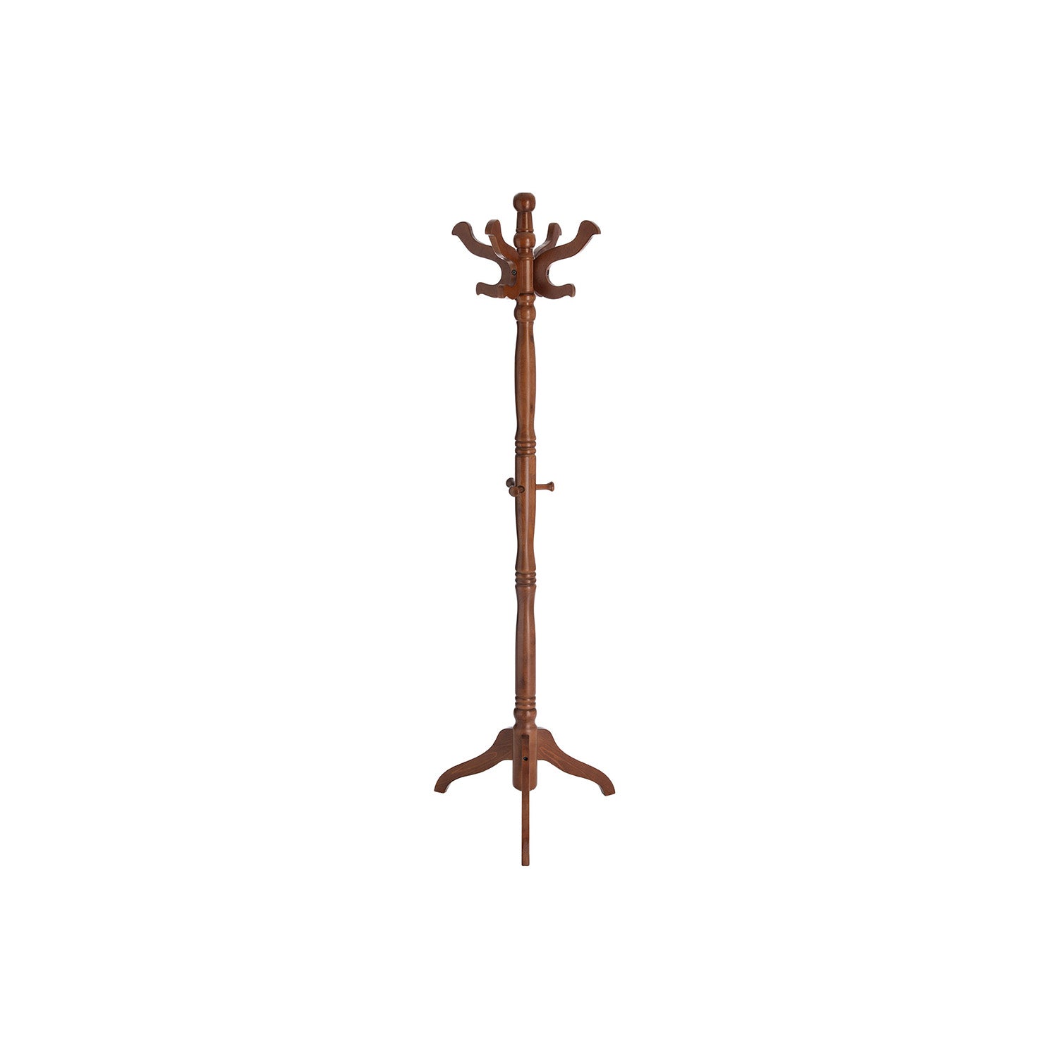 Freestanding Coat Rack With 11 Hooks – Solid Wood – Classic Entryway Stand - Dark Walnut