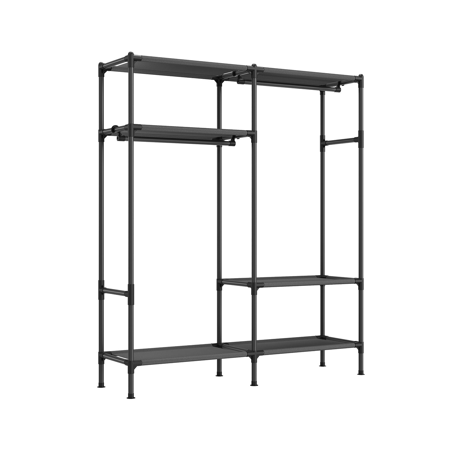 Heavy Duty Clothes Rack With Hanging Rails and Shelves Closet Organizer
