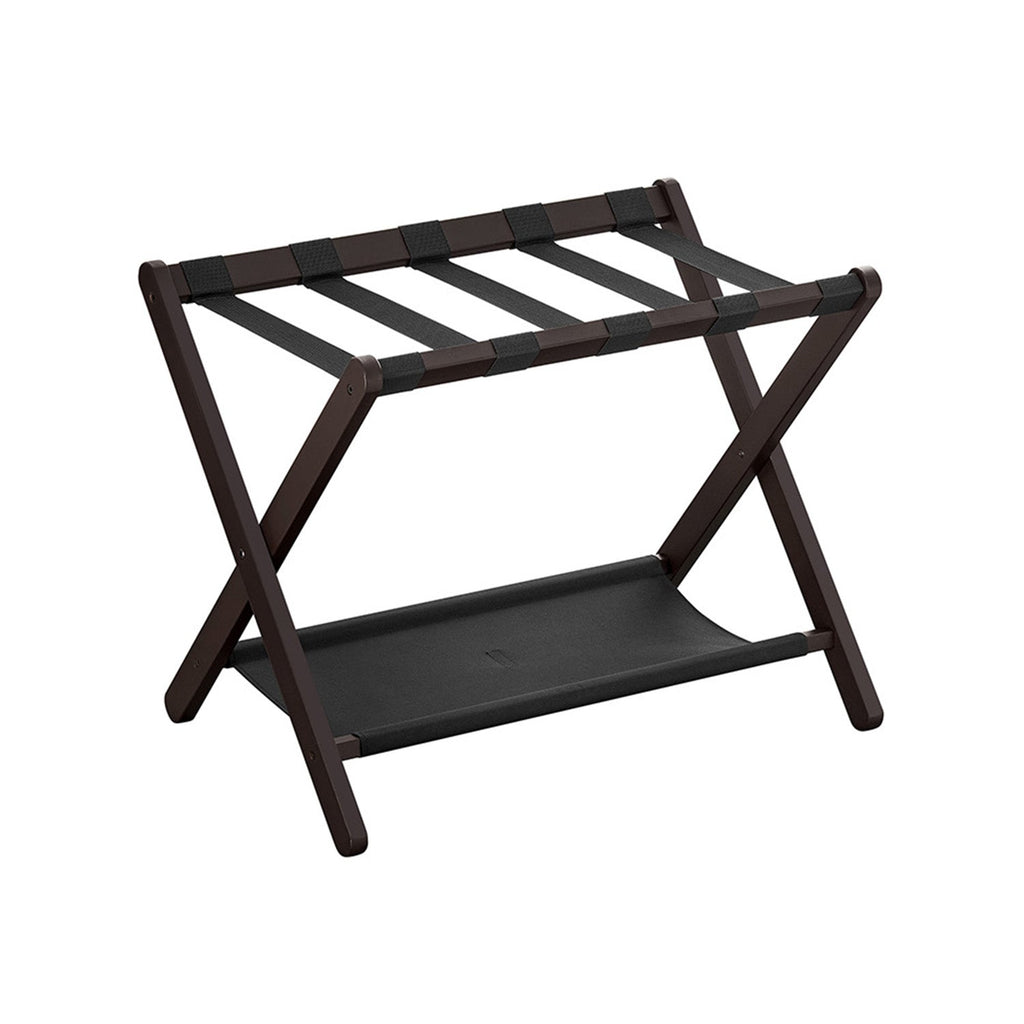 Luggage Rack - Folding With Storage Shelf - Guest Room Stand