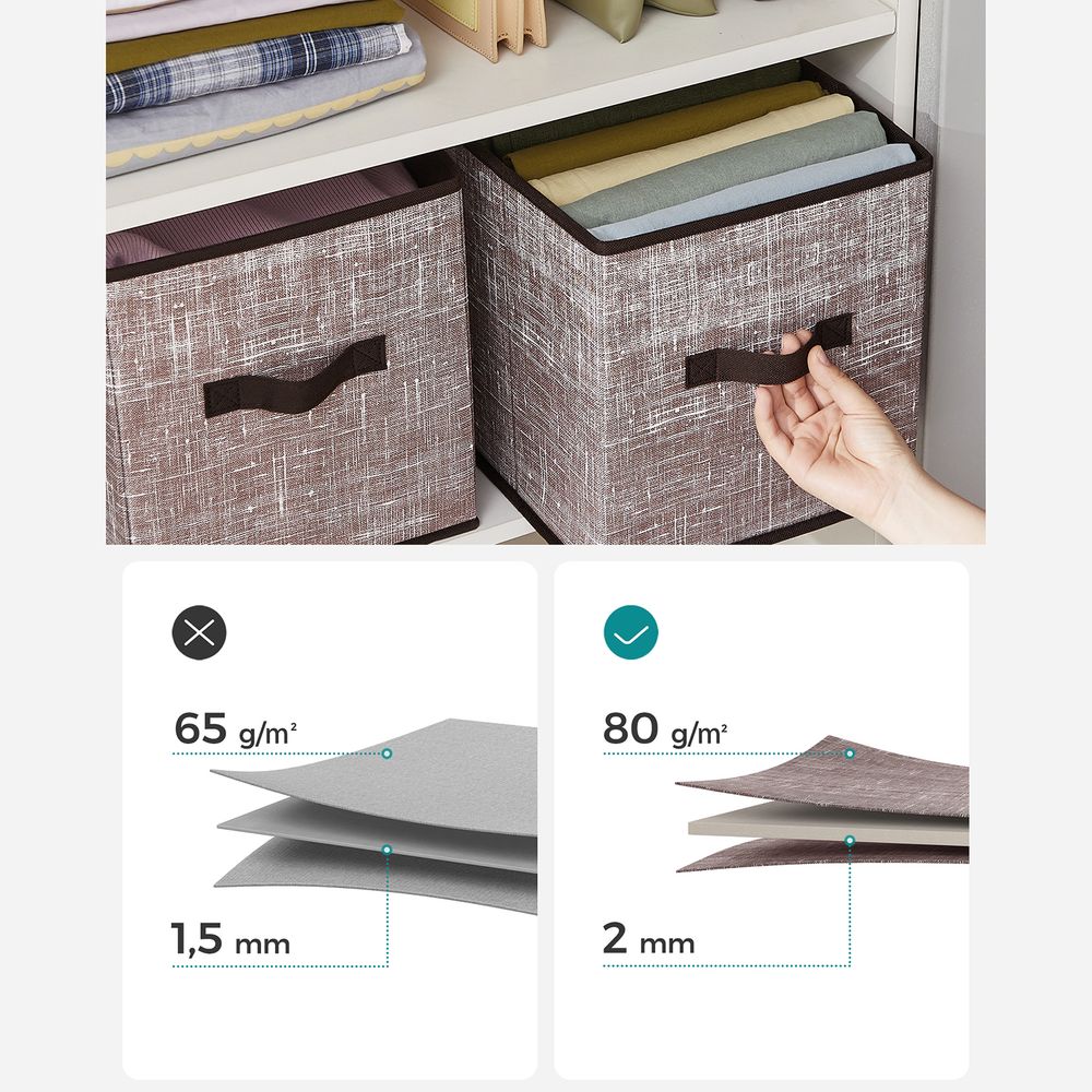 Storage Cubes - Non Woven Fabric - Double Handles - Set Of 6