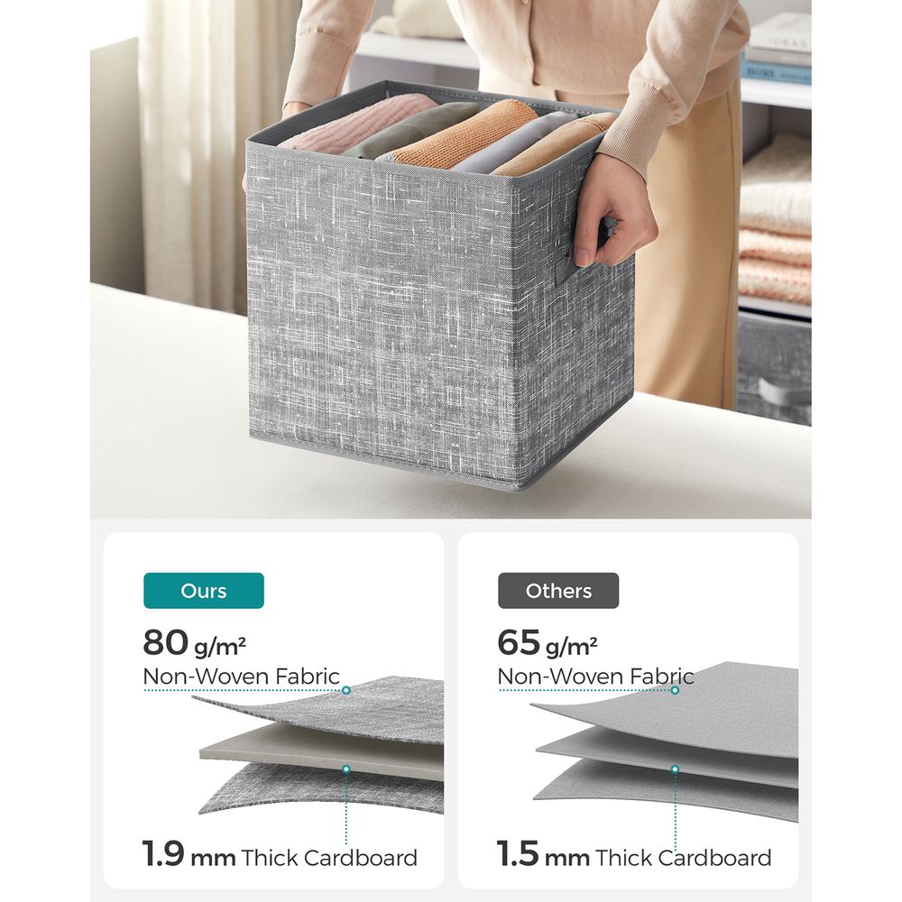 Storage Cubes - Non Woven Fabric - Double Handles - Set Of 6