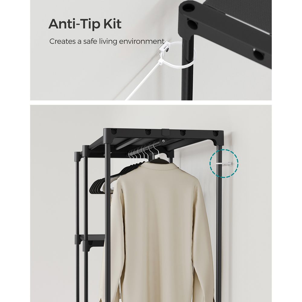 Freestanding Closet Organizer With Shelves and Hanging Rods