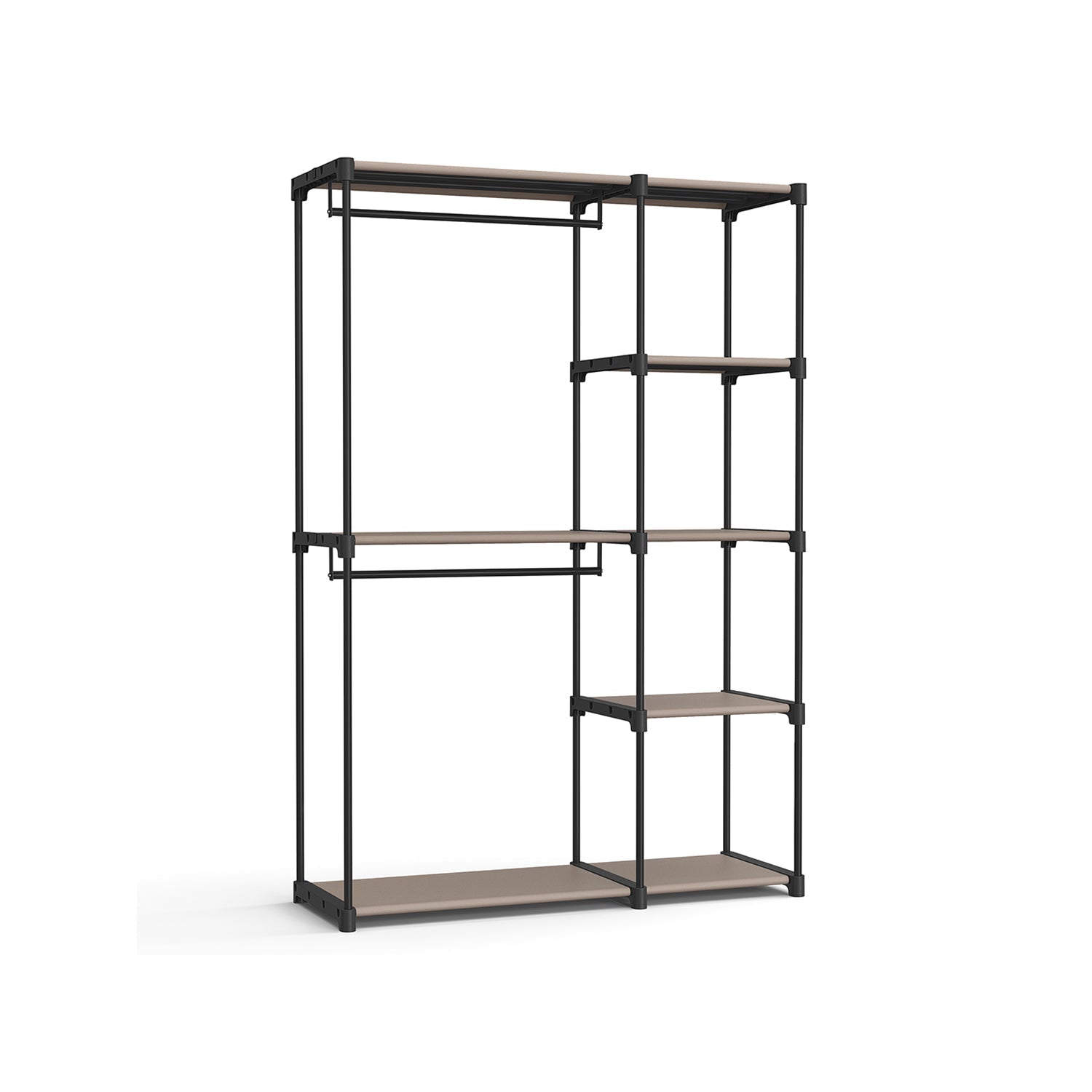 Freestanding Closet Organizer With Shelves and Hanging Rods
