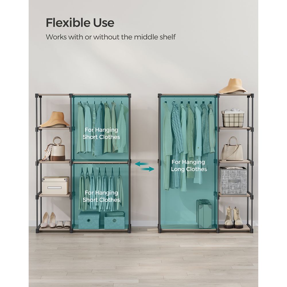 Freestanding Closet Organizer - Shelves And Hanging Rods