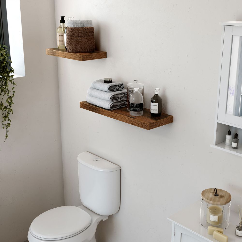 Floating Wall Shelf – Wood Grain Finish – Rustic Display Storage