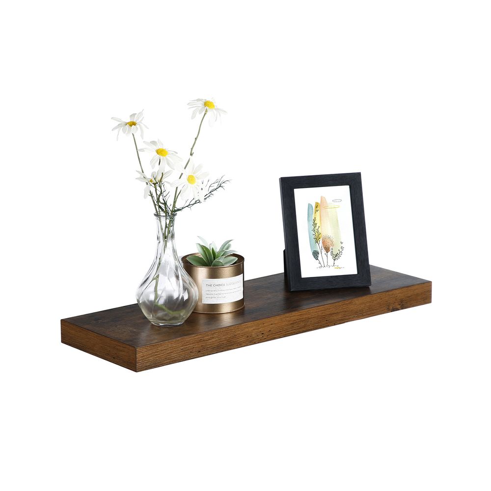 Floating Wall Shelf – Wood Grain Finish – Rustic Display Storage