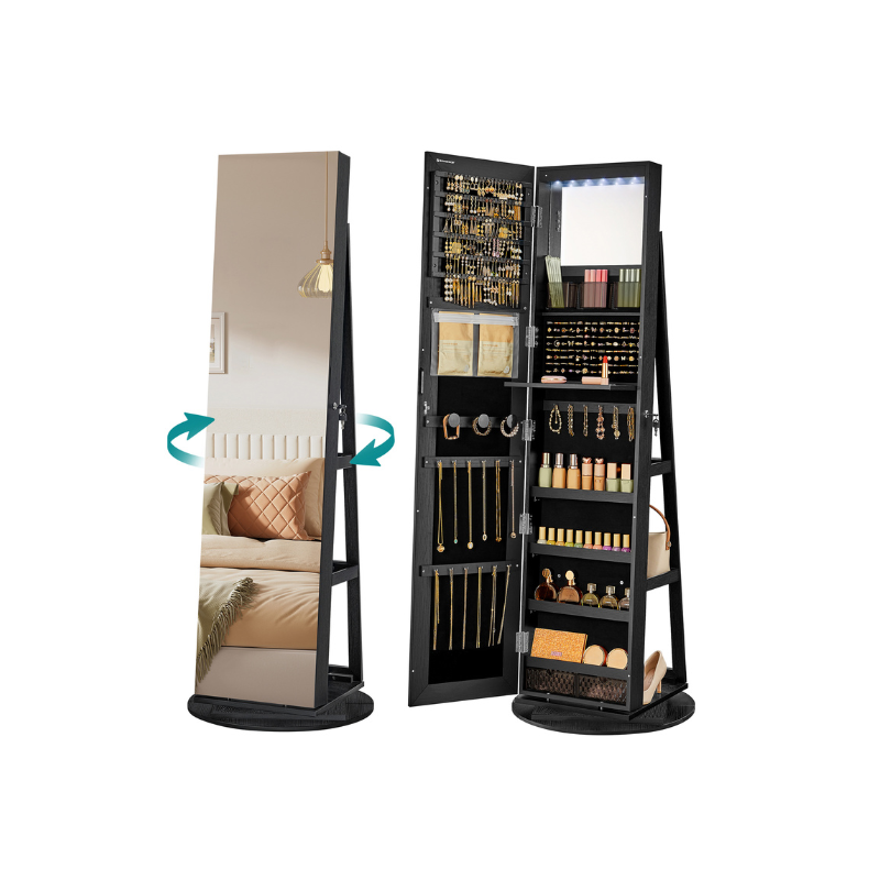 Jewelry Organizer Cabinet - Lockable - Mirror - 6 LED Lights