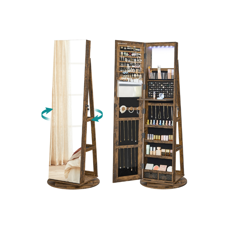 Jewelry Organizer Cabinet - Lockable - Mirror - 6 LED Lights