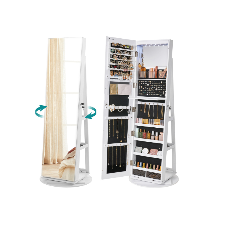 Jewelry Organizer Cabinet - Lockable - Mirror - 6 LED Lights