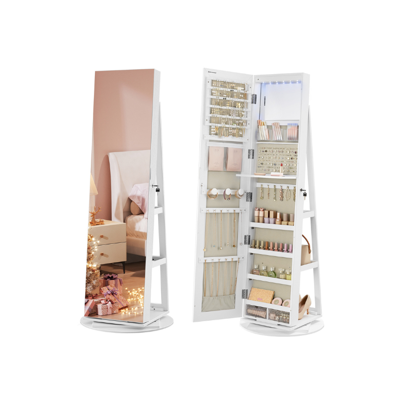 Jewelry Organizer Cabinet - Lockable - Mirror - 6 LED Lights
